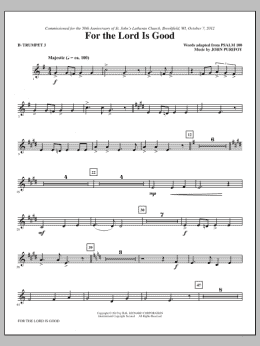 page one of For The Lord Is Good - Bb Trumpet 3 (Choir Instrumental Pak)