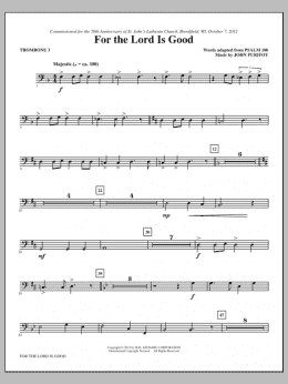 page one of For The Lord Is Good - Trombone 3 (Choir Instrumental Pak)
