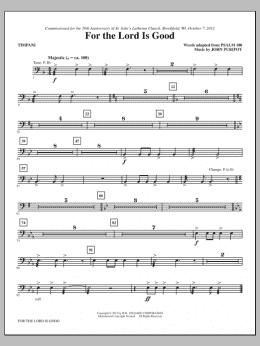 page one of For The Lord Is Good - Timpani (Choir Instrumental Pak)