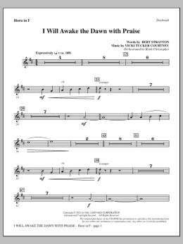 page one of I Will Awake The Dawn With Praise - F Horn (Choir Instrumental Pak)