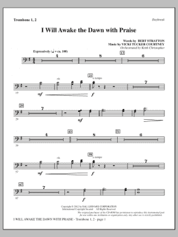 page one of I Will Awake The Dawn With Praise - Trombone 1 & 2 (Choir Instrumental Pak)
