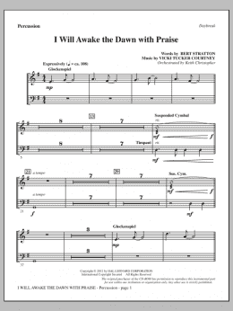 page one of I Will Awake The Dawn With Praise - Percussion (Choir Instrumental Pak)
