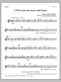 page one of I Will Awake The Dawn With Praise - Violin 1 (Choir Instrumental Pak)