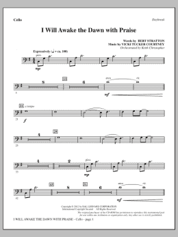 page one of I Will Awake The Dawn With Praise - Cello (Choir Instrumental Pak)