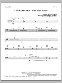 page one of I Will Awake The Dawn With Praise - Double Bass (Choir Instrumental Pak)