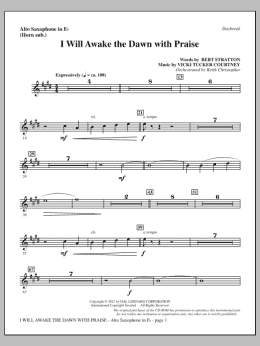 page one of I Will Awake The Dawn With Praise - Alto Sax (sub. Horn) (Choir Instrumental Pak)