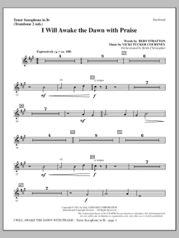 page one of I Will Awake The Dawn With Praise - Tenor Sax (sub. Tbn 2) (Choir Instrumental Pak)