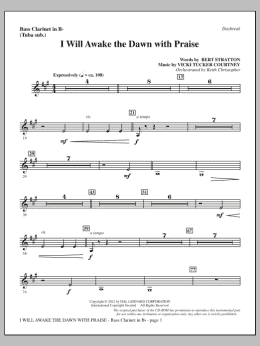 page one of I Will Awake The Dawn With Praise - Bass Clarinet (sub. Tuba) (Choir Instrumental Pak)