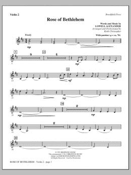page one of Rose Of Bethlehem - Violin 2 (Choir Instrumental Pak)