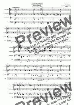 page one of Deutsche Messe  Franz Schubert 3 Hörneru.Tuba