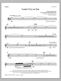 page one of Lord, I Cry To You - Violin 1 (Choir Instrumental Pak)