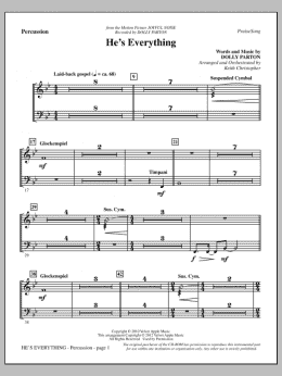 page one of He's Everything - Percussion (Choir Instrumental Pak)