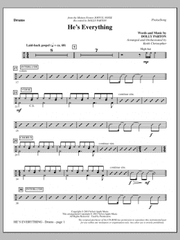 page one of He's Everything - Drums (Choir Instrumental Pak)