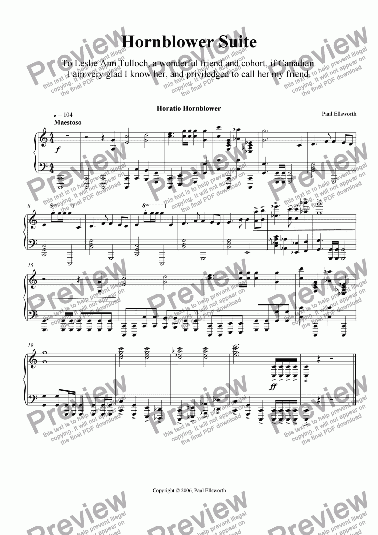page one of Hornblower Suite