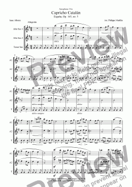 page one of Albeniz - Capricho Catalan (sax trio AAT)