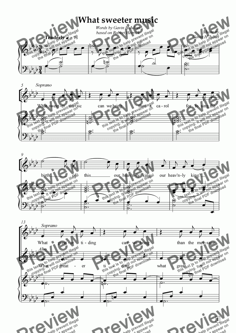 page one of Christmas - What sweeter music