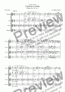 page one of Albeniz - Capricho Catalan (Sax Quartet)
