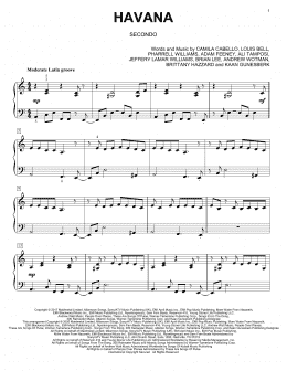 page one of Havana (feat. Young Thug) (arr. David Pearl) (Piano Duet)