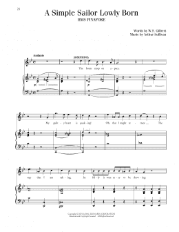 page one of Simple Sailor, Lowly Born (from HMS Pinafore) (Piano & Vocal)