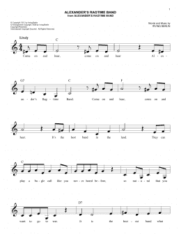page one of Alexander's Ragtime Band (Easy Lead Sheet / Fake Book)