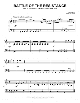 page one of Battle Of The Resistance (from The Rise Of Skywalker) (Easy Piano)
