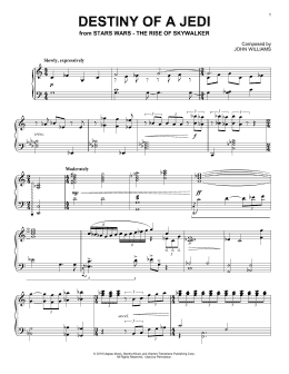 page one of Destiny Of A Jedi (from The Rise Of Skywalker) (Piano Solo)