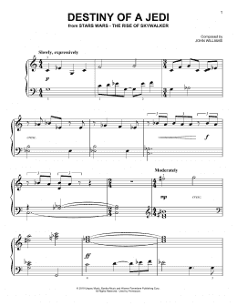 page one of Destiny Of A Jedi (from The Rise Of Skywalker) (Easy Piano)