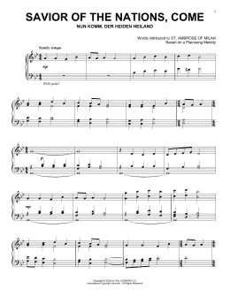 page one of Savior Of The Nations, Come (Piano Solo)