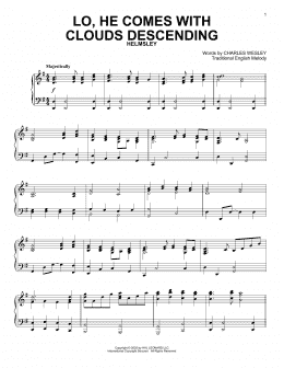 page one of Lo, He Comes With Clouds Descending (Piano Solo)