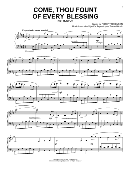 page one of Come, Thou Fount Of Every Blessing (Piano Solo)