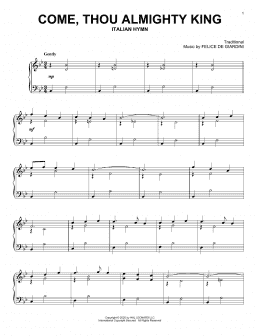 page one of Come, Thou Almighty King (Piano Solo)