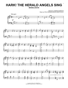 page one of Hark! The Herald Angels Sing (Piano Solo)