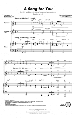 page one of A Song For You (arr. Kirby Shaw) (SSA Choir)