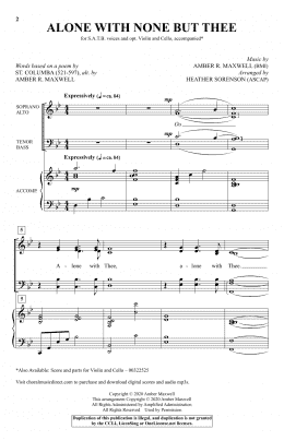 page one of Alone With None But Thee (arr. Heather Sorenson) (SATB Choir)