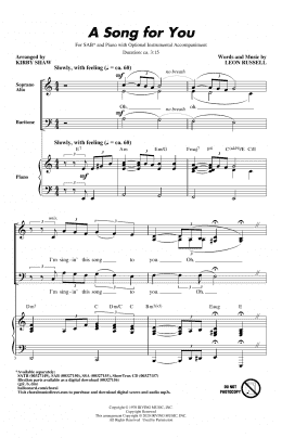 page one of A Song For You (arr. Kirby Shaw) (SAB Choir)