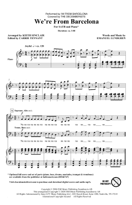 page one of We're From Barcelona (arr. Keith Sinclair) (SATB Choir)