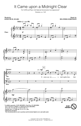 page one of It Came Upon A Midnight Clear (SATB Choir)