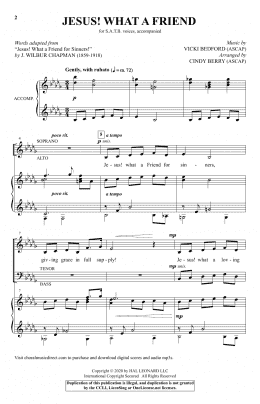 page one of Jesus! What A Friend (arr. Cindy Berry) (SATB Choir)