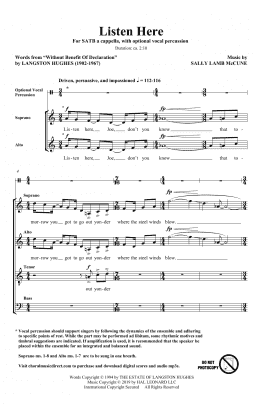 page one of Listen Here (SATB Choir)