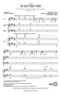 page one of The Next Right Thing (from Disney's Frozen 2) (arr. Audrey Snyder) (SATB Choir)