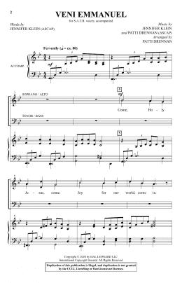 page one of Veni Emmanuel (arr. Patti Drennan) (SATB Choir)