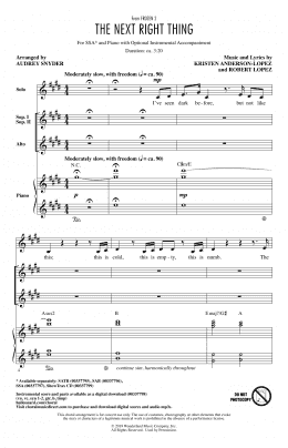 page one of The Next Right Thing (from Disney's Frozen 2) (arr. Audrey Snyder) (SSA Choir)
