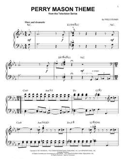 page one of Perry Mason Theme (Very Easy Piano)