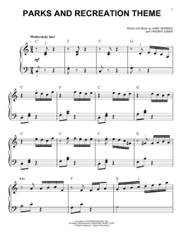page one of Parks And Recreation Theme (Very Easy Piano)