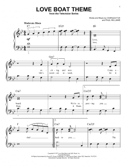 page one of Love Boat Theme (Very Easy Piano)