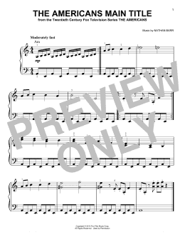 page one of The Americans Main Title (Very Easy Piano)