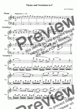 page one of Theme and Variations in F