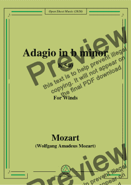 page one of Mozart-Adagio in b minor,K.540,for Winds