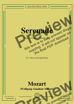 page one of Mozart-Serenade,themes from K.577&K.492,for 2 Oboes and English Horn