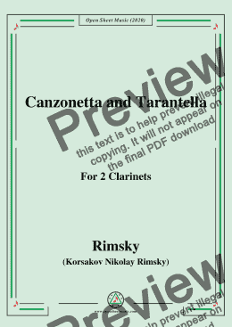 page one of Rimsky-Korsakov-Canzonetta and Tarantella,for 2 Clarinets